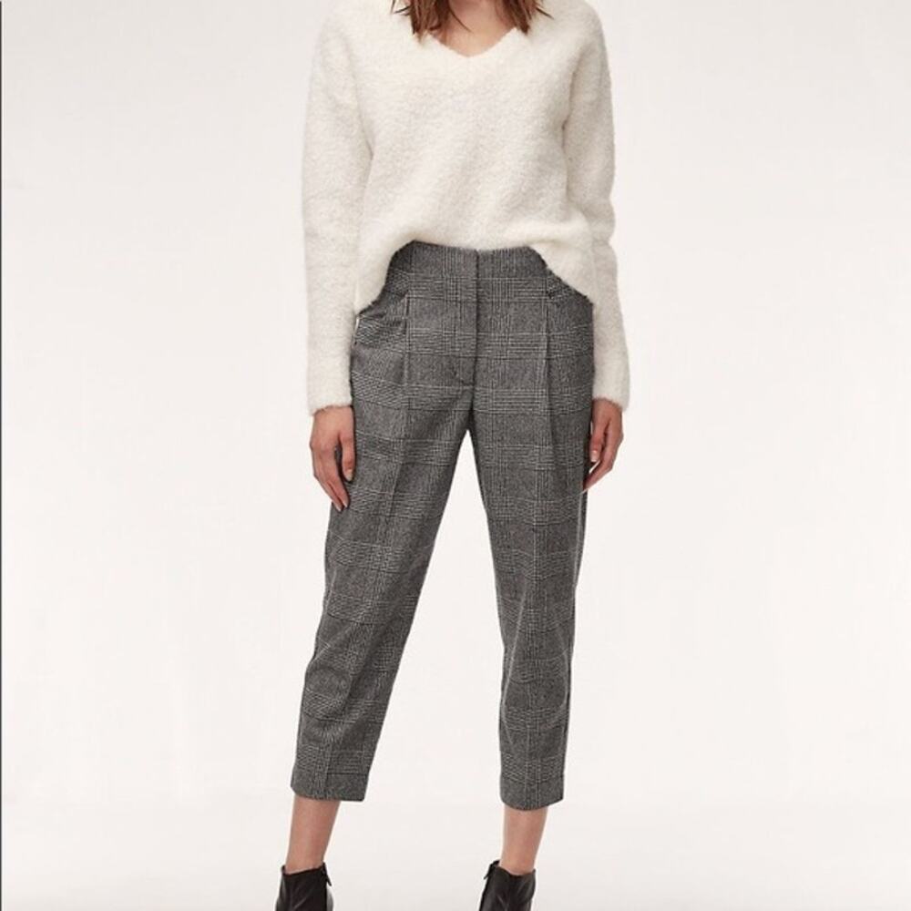 Wilfred Womens Chambery Ankle Pants 8 Grey Glencheck Plaid Wool Cashmere